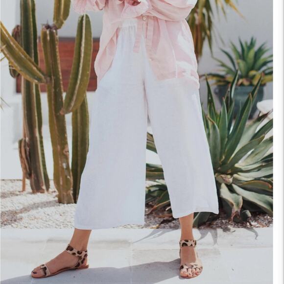 LJC Designs White Linen Puglia Pants - Picture 7 of 7